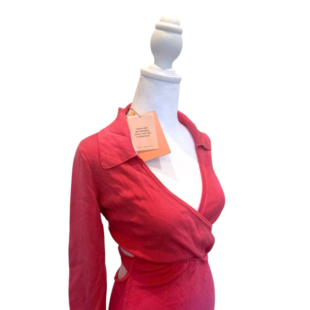 CULT GAIA Cristina Knit Cutout Wrap Midi Dress Blossom Small - Picture 3 of 8